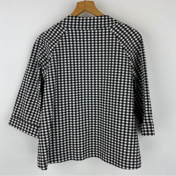 Joseph Ribkoff Checkered 3-Button Cropped Sleeve Jacket Top - Picture 4 of 6